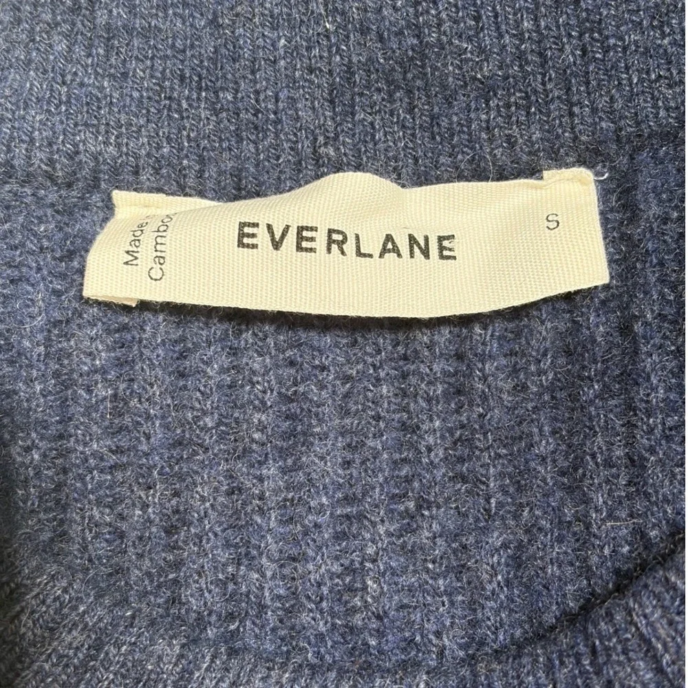 Everlane Navy Blue Wool Recycled Cashmere Ribbed Crewneck Sweater Small - Picture 6 of 6
